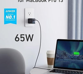 Anker 735 Laddare GaNPrime 65W 1x USB-A 2x USB-C strömadapter