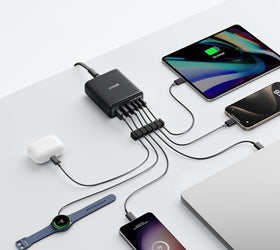 Anker USB-C och USB-A-laddare, 112W Max 6-portars laddningsstation