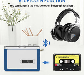 Ezcap Bluetooth Cassette Player, Walkman Tape Player with 3.5mm Jack Headphone and Speaker