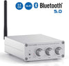 Bluetooth 5.0 & R/L Förstärkare 100W x 2 med Volym, Bas och Diskant kontroll, Vit