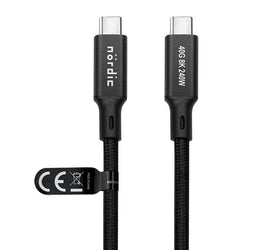 2m USB4 USB-C till C nylonflätad kabel PD3.1 240W 40G 8K60Hz 4K240Hz svart