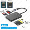 NÖRDIC 4 i 1 USB-A/C kortläsare SD/MicroSD/CF/TF/MS 5Gbps UHS-II 1TB