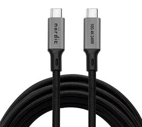 5m USB 3.2 Gen 2 USB-C till C nylonflätad kabel PD3.1 240W 10G 4K60Hz grå