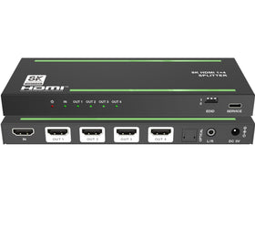 NÖRDIC HDMI 1 to 4 Splitter 8K0Hz 4K120Hz with extractor Optical SPDIG and stereo HDCP 2.3 HDR10+ EDID Dolby ATMOS