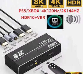 NÖRDIC HDMI 2.1 Extraktor 8K 60Hz 4K 120Hz, 7.1 HDMI audio, S/PDIF, Coaxial, AUX