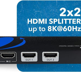 HDMI Splitter 2 in 2 Out, 4K@120Hz, Dolby Vision Pass-Through, HDCP 2.3, Auto EDID Management