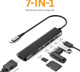 NÖRDIC USB-C 1 till 7 Dockningsstation 1xHDMI 4K60Hz 1xUSB-C PD 100W 1xUSB-C 3.2 2xUSB-A 3.2 10G 1xSD 1xMicroSD