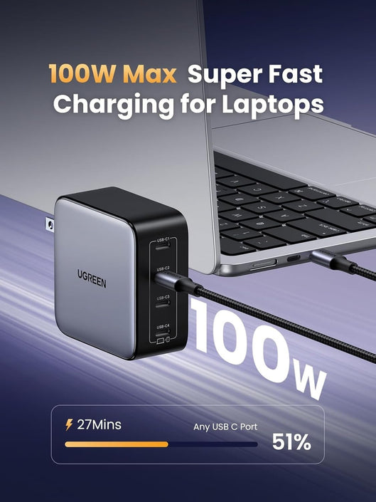 UGREEN 100W USB C Charger Block, Nexode 4-Port Type C Charger GaN Charger
