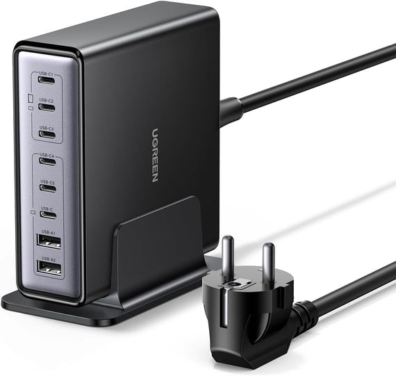 UGREEN Nexode 200W GaN USB C Laddningsstation, 8-Ports Bords Laddare med PD 100W