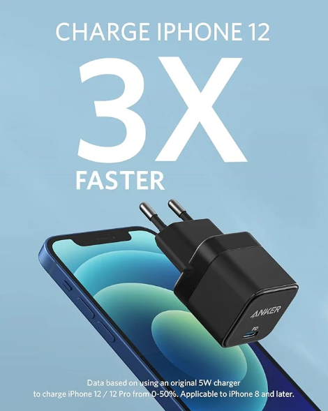 Anker PowerPort III Cube 20W strömadapter, USB-C, svart