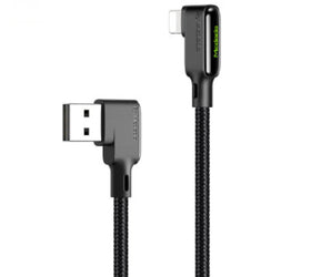 Mcdodo CA-7511 Lightning (Non MFI) till USB A vinklad kabel med LED 1,8m svart