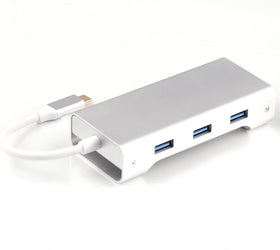 1 till 8 USB C Aluminium Dockningsstation 1xHDMI 4K 30Hz 1xVGA 1080p 3xUSB 3,1 5Gbp 1x USB C PD87W 1xSD/TF kortläsare silver
