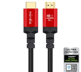 CERTIFIED CABLES 1m Ultra High Speed HDMI 2.1 8K 60Hz 4K 120Hz 48Gbps Dynamic HDR eARC VRR nylonflätad kabel guldpläterade kontakter