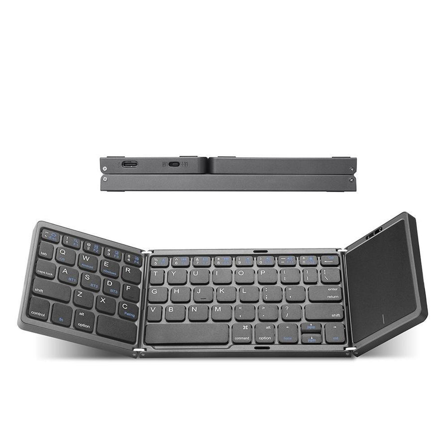 Bluetooth 5.0 ihopfällbart tangentbord med pekplatta 64 tangenter multipairing IOS Android Windows US Layout
