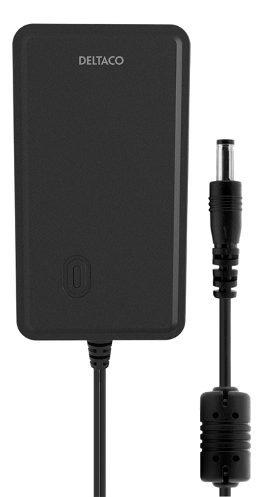 DELTACO Nätadapter, 100-240V AC 50/60 Hz till 12V DC, 3A, 1,5m kabel, svart