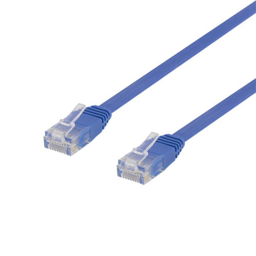 Cat6 U/UTP flat nätverkskabel 5m 250MHz bandbredd och 10Gbps överföringshastighet blå