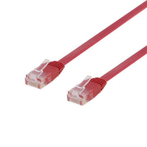Cat6 U/UTP flat nätverkskabel 50cm 250MHz bandbredd och 10Gbps överföringshastighet röd