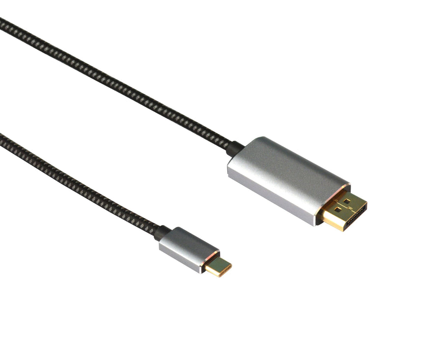 NÖRDIC 3m USBC till Displayport kabel UHD 4K 60Hz DP 1.2 21,6Gbps HDCP Alt Mode Over USB C, Aluminium kontakter Space Grey
