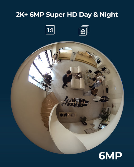 Reolink FE-W - Nätverkskamera, panoramavy - fisköga - inomhusbruk - färg, dag och natt - 6,5 MP, 2K+, LAN 10/100, H.265, WIFI, 360° synvinkel