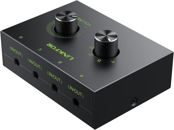 NÖRDIC 3,5mm Stereo Switch 4-portar med volymknapp