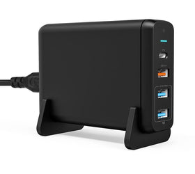 75W 5ports USBC väggladdare USBC PD 60W, USBC QC3.0 18W, USB A QC3.0 18W och 2x USB A 5V 2,4A