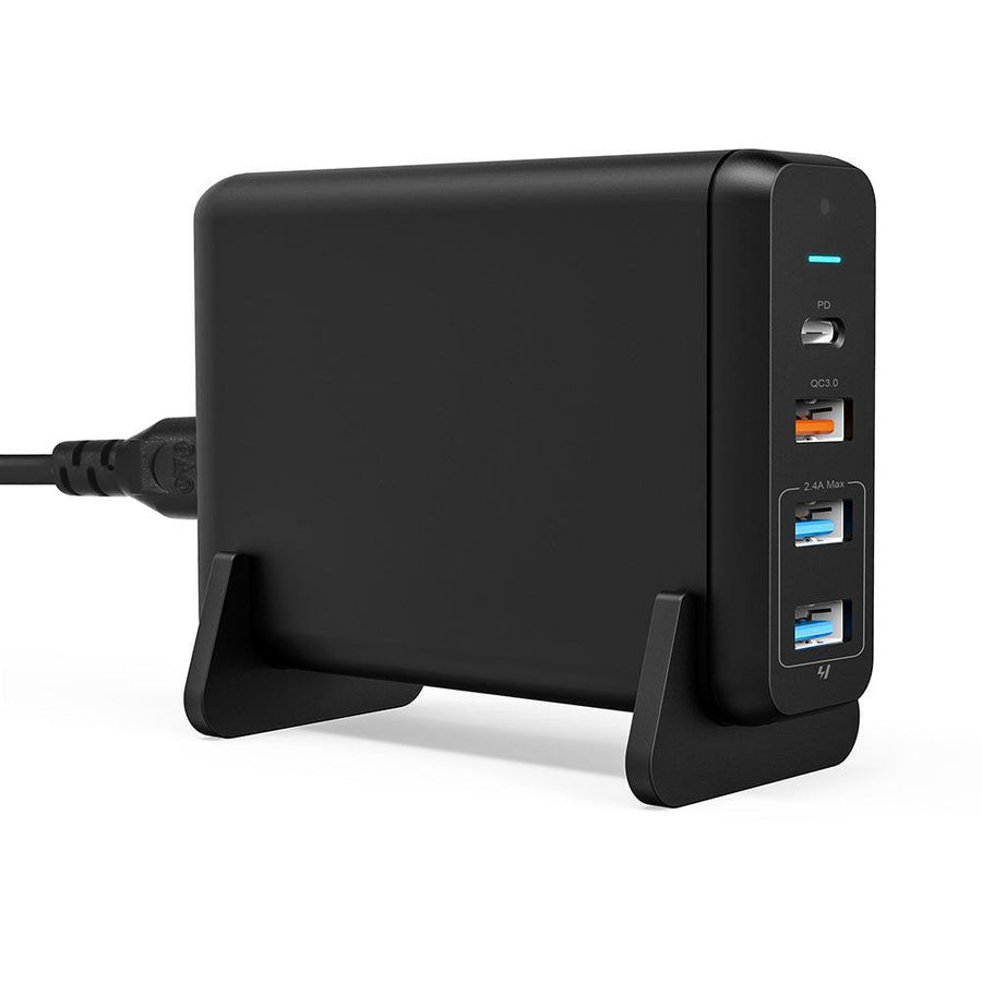 75W 5ports USBC väggladdare USBC PD 60W, USBC QC3.0 18W, USB A QC3.0 18W och 2x USB A 5V 2,4A