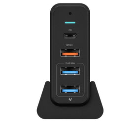 75W 5ports USBC väggladdare USBC PD 60W, USBC QC3.0 18W, USB A QC3.0 18W och 2x USB A 5V 2,4A