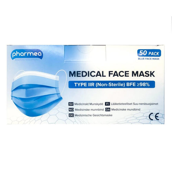 50st Pharmea Medical surgical munskydd-IIR, blå