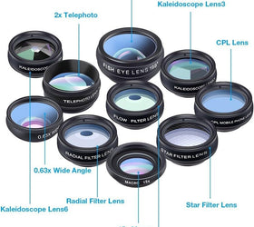 APEXEL 10-in-1 Premium Lens Kit Compatible with Smartphones - Interchangeable Lenses