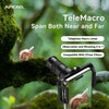 APEXEL 2-i-1 HD 6X Fast Fokus Teleobjektiv med 150mm Makroobjektiv med Universalklämma, Professionellt Mobilobjektivkit