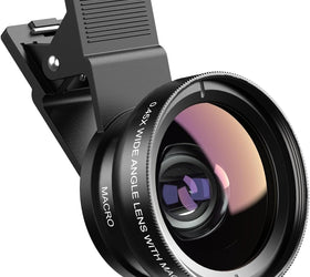 APEXEL Cell Phone Camera Lens, 2 in 1 Lens Kit, 12.5X Macro Lens and 0.45X Wide Angle Lens