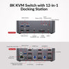 AV Access iDock D23i Dockningsstation och KVM-switch 2 till 3, Triple Monitor för 2st Desktop-PCs, 8K@60Hz, 5xUSB-A, 1xUSB-C, 1G Ethernet, Ljud, SD