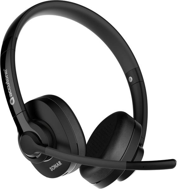 Accutone Sonar 60 Dual Bluetooth & USB Wired Headset with NC Mic, Long-Enduring Battery for PC/Mac & Cell Phones. Works with MS Teams/Skype/Zoom