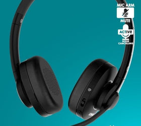 Accutone Sonar 60 Dual Bluetooth & USB Wired Headset with NC Mic, Long-Enduring Battery for PC/Mac & Cell Phones. Works with MS Teams/Skype/Zoom