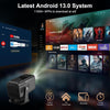 Android 13.0 Smart Projector, Native 1080P, Auto Keystone, 300ANSI 4K HDR Support, Rotatable Design WiFi 6 & BT, Screen Mirroring, ARC,