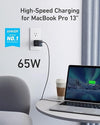 Anker 735 Laddare GaNPrime 65W 1x USB-A 2x USB-C strömadapter