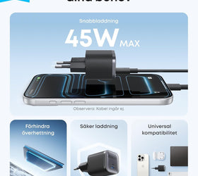 Anker Nano 45W USB C fAST Charger for iPhone, MacBook, iPad, Samsung Galaxy  Including 1.8 m Cable