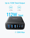 Anker USB-C och USB-A-laddare, 112W Max 6-portars laddningsstation