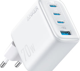 Anker Zolo Ultra Fast 70W USB-C 4-Port Charger, Compact & Stable for iPhone 16/15, MacBook Air, iPad, Pixel, Galaxy