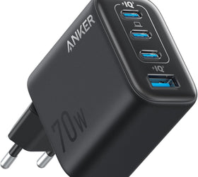 Anker Zolo Ultra Fast 70W USB-C 4-Port laddare, kompakt och stabil för iPhone 16/15, MacBook Air, iPad, Pixel, Galaxy