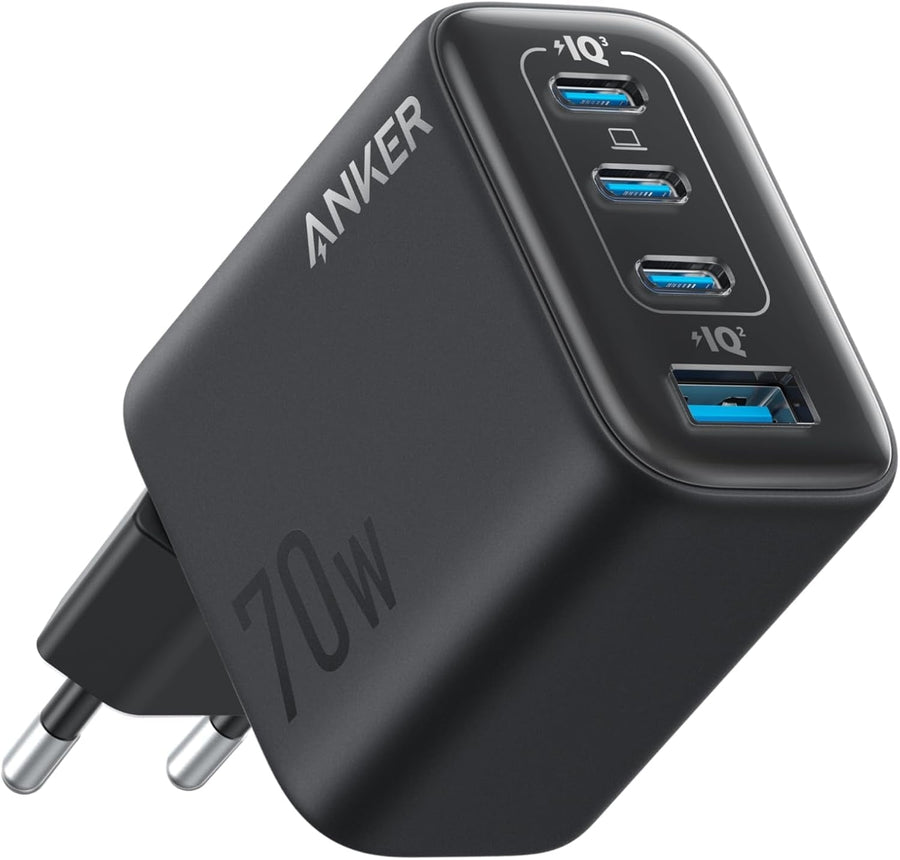 Anker Zolo Ultra Fast 70W USB-C 4-Port laddare, kompakt och stabil för iPhone 16/15, MacBook Air, iPad, Pixel, Galaxy