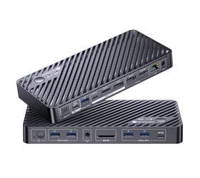 AV Access iDock B10 USB-C KVM-Switch Dockningsstation 2 till 2 för 1 Bärbar & 1 Stationär, 8K@60Hz Dubbla Skärmar, 100W Laddning, USB 3.2, 1G Ethernet