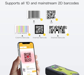 Bluetooth 2D Streckkodsläsare med 2.4 GHz USB-Adapter, Plug and Play