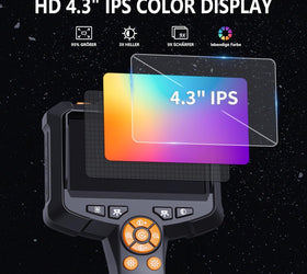 NÖRDIC 4,3" Endoskopkamera med 8 LED-lampor, IP67 vattentätt 1080P HD 5m kabel