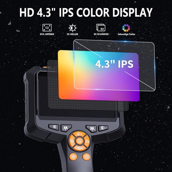 NÖRDIC 4,3" Endoskopkamera med 8 LED-lampor, IP67 vattentätt 1080P HD 5m kabel