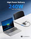 Cable Matters Intel Certified 80G Thunderbolt 5 Cable Right Angle 240W Charging Power - 0.8m, Compatible with Thunderbolt 4, USB4 and USB C, Black