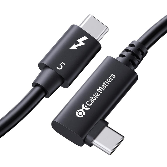 Cable Matters Intel Certified 80G Thunderbolt 5 Cable Right Angle 240W Charging Power - 0.8m, Compatible with Thunderbolt 4, USB4 and USB C, Black