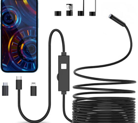 NÖRDIC Endoskopkamera för mobiltelefon med ljus, 1080P HD, 8 LED-lampor, vattentät IP67, inget WiFi krävs, Android och iOS