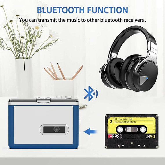 Ezcap Bluetooth Cassette Player, Walkman Tape Player with 3.5mm Jack Headphone and Speaker
