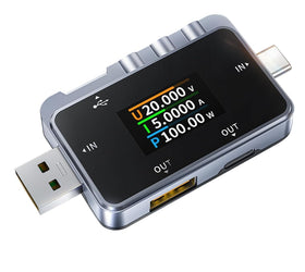 FNIRSI FNAC-28 2 in 1 Type C USB Tester 4-24V 6.5A, LCD Voltage Current Power Tester Digital Multimeter